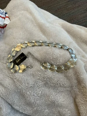 Collar ajustable Cookie Lee grueso martillado tono plata eslabón declaración nuevo con etiquetas Foto 1 de 4