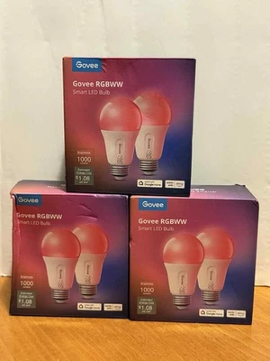 3X Govee 1000LM RGBWW 9W E26 Smart LED Bulb  H6006 (2-pack each) - Image 1 of 3