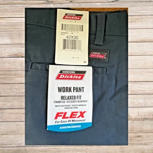 Genuine Dickies Work Pant Relaxed Fit Straight Leg Flex Size 42x30 Navy Blue New - Picture 1 of 4