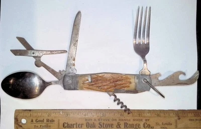 Vintage Camp Knife, Fork, Spoon 8 Functions - Image 1 of 4