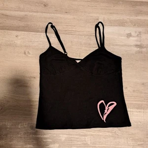 Victoria's Secret Black Cami Tank Top Pink Heart Size XS - Picture 1 of 7
