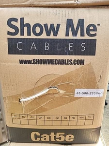 Show Me Cables Cat5e UTP Solid Copper Plenum Cable 24AWG 4pair 350Mhz CMP 1000ft - Afbeelding 1 van 3