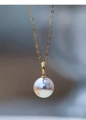 Designer huge AAAA 10-11mm South Sea white round pearl pendant necklace 18K Gold - Image 1 of 4