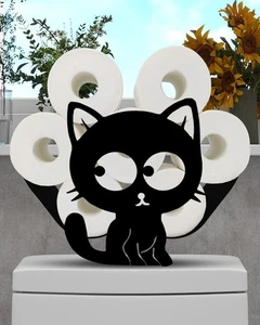 Cute Cat Toilet Paper Storage, Animal Bathroom Decor Toilet Paper Holder Stan... - Picture 1 of 6