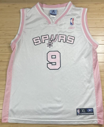Tony Parker San Antonio Spurs Pink Mesh Reebok NBA4her Jersey #9 Size XL (16) Cover
