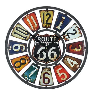 ROUTE 66 USA ART DECO / RETRO DESIGN WALL CLOCK. NEW & BOXED.40CM - Picture 1 of 4