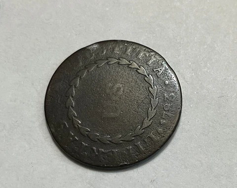 1783 Nova Constellatio Colonial  Half Cent  Copper Coin Blunt Rays Cover