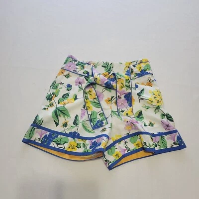 Ann Taylor Womens Floral Belted Shorts Linen Cotton Blend Size 2 ~Chic Tailored - Image 1 of 4