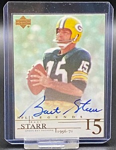 2001  UPPER DECK PLAYERS LEGENDS BART STARR PACKERS AUTO