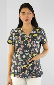Koi  Scrubs #384 V-Neck Print Scrub Top in "Toof Fairy" Size XL - Picture 1 of 5