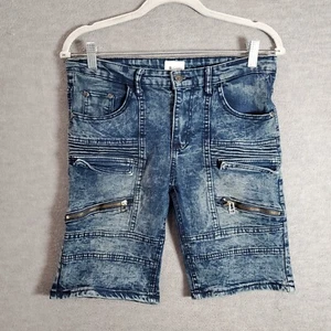 VINTAGE Phat Farm Boys Jean Shorts 16 Blue Biker Streetwear Zip Pockets - Picture 1 of 9