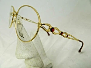 Marco de gafas KJL Kenneth Jay Lane Mod 83 pedrería dorada y roja Italia 54 19 - Imagen 1 de 4