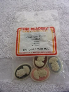 Vintage The Beadery Craft Products 228 Cameo Ivory multi 4 Cameos New Old Stock! - Picture 1 of 4