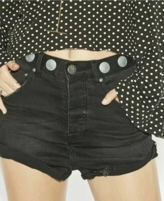 Новый с Ярлыками женская одна чайная ложка Париж черный любителей Conchos Jean шорты Twist манжеты 26 - Изображение 1 из 4