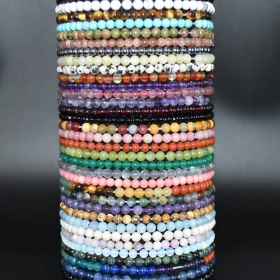 4mm Gemstone Round Beads Bracelet Strand | Crystal Beads for Jewellery Making - Image 1 of 4