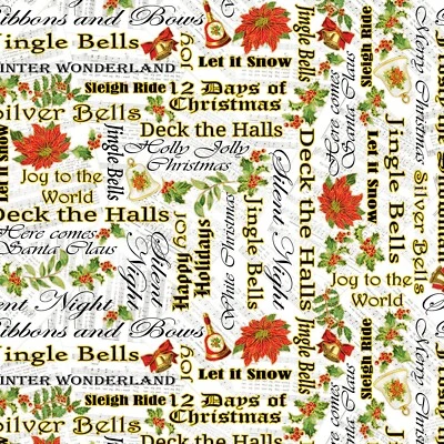 Christmas Musical Joyous Words by Kanvas by Kancas for Benartex BTY 44" - Image 1 of 3