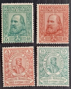 1910 Italy set of 4 50th Anniv Garibaldi postage stamps Mint SG81-84 Cat £583 - Picture 1 of 2