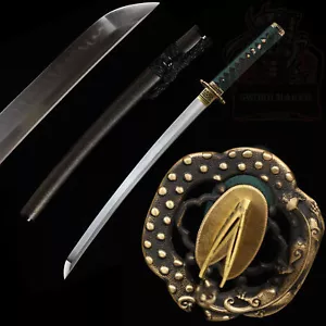 Handmade T10 Steel Clay Tempered Japanese Samurai Wakizashi Sword Razor Sharp - Picture 1 of 13