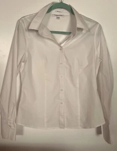 Calvin Klein White Button Front shirt Long Sleeve Women’s Size Small - Picture 1 of 6