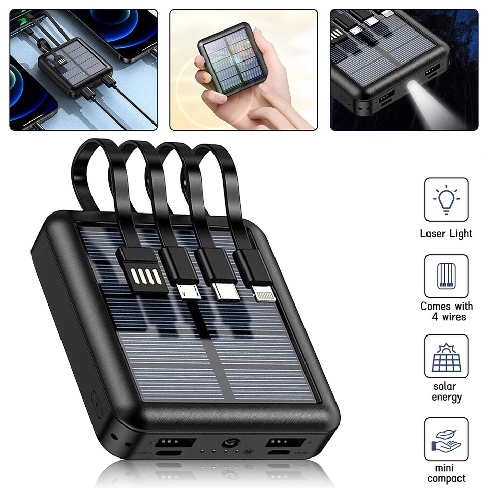 Super 50000mAh Impermeable 2 USB Cargador Portátil Banco de Energía Solar para Teléfono Celular Foto 1 de 4