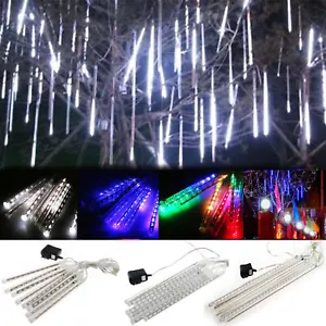 30cm/50cm 144/320 LED Lights Meteor Shower Rain 8 Tube Outdoor Light Xmas Tree - Picture 1 of 15