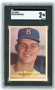 1957 Topps DON DRYSDALE ROOKIE Dodgers #18 SGC 2 Good Condition