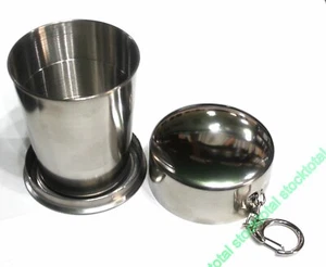 VASO TELESCOPICO ACERO INOX 75 ML CON CADENA MOSQUETON LLAVERO 4253 Y JKR2595 - Imagen 1 de 3