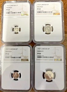 Great Britain 1937 George VI Silver Maundy Set NGC Matched PF64 - Picture 1 of 5