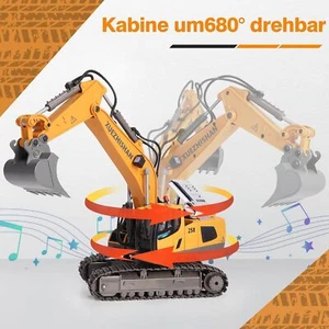 Ferngesteuerter Bagger Spielzeug RC Bagger mit Metall Schaufel Lichtern & Sound - Bild 1 von 21