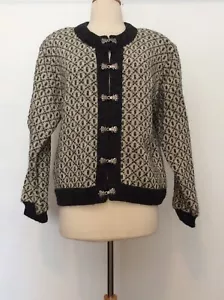 1980er VINTAGE klassische LL BEAN Norweger Strickjacke Pullover Zinn Spangen S/M - Bild 1 von 6