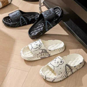 Fashion Summer Cartoon Bear Men Home Shoes Gent Non-slip Soft Indoor Slides Lith - Picture 1 of 16