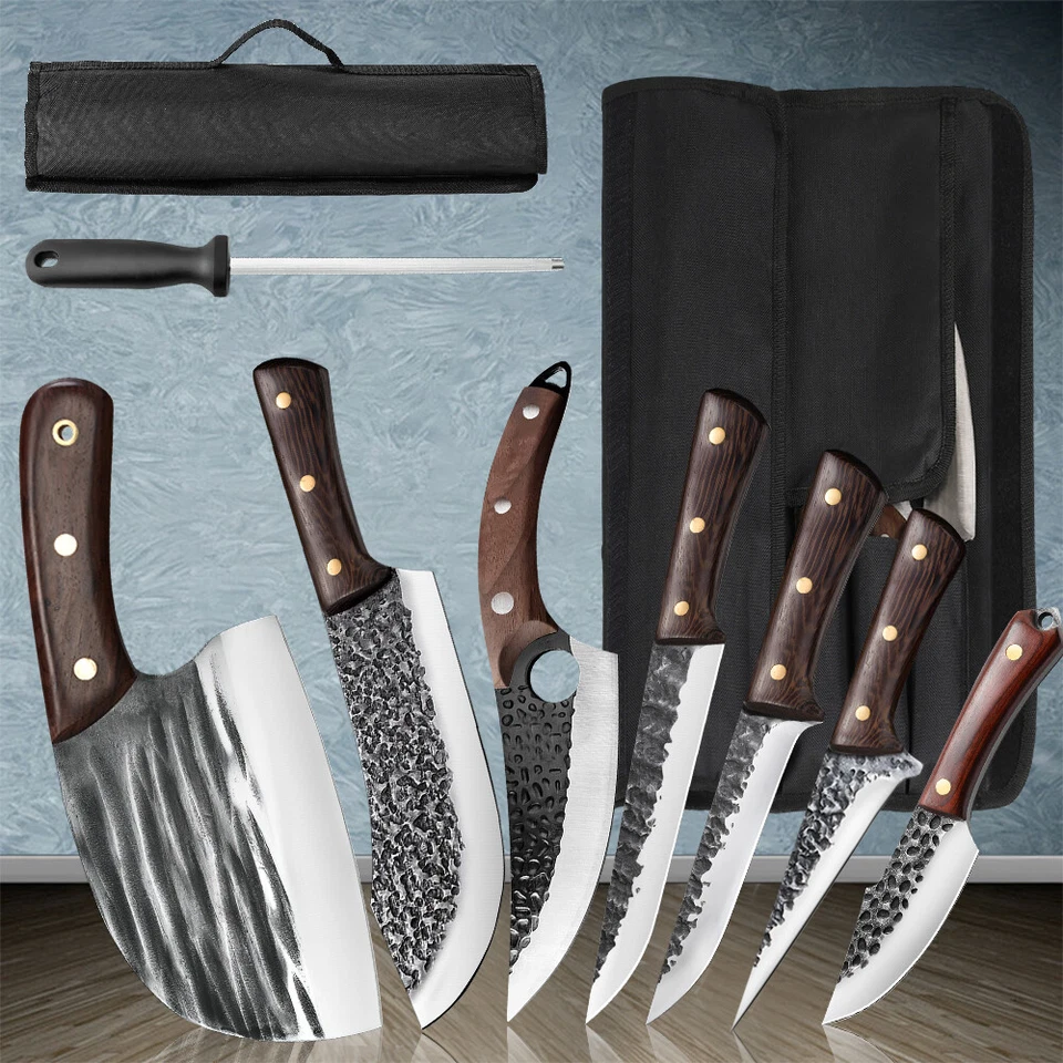 8X Sharp Japanese Kitchen Knives Set Chef Knife Meat Cleaver Chopper+Storage Bag - image 1 of 4