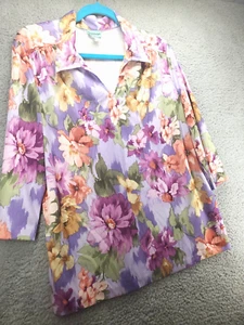 Sara Morgan for Haband Damen lila/geblümt 3/4 Arm Top L - Bild 1 von 9