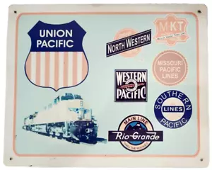Union Pacific North Western M.K.T. Western Lines Metal Sign 10"x8" Railroad - Picture 1 of 4
