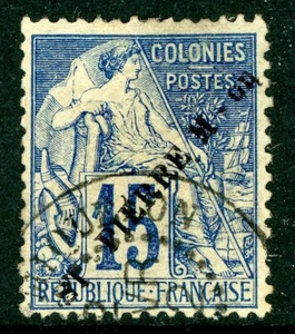 St Pierre et Miquelon 1891 French Colony SPM 15¢ Blue Sc #28 VFU N223 - Picture 1 of 6