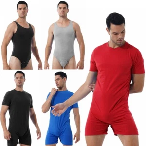 Mono elástico de una pieza para hombre con botón de presión entrepierna con cremallera deportes fitness - Imagen 1 de 71