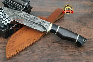 Damascus Steel Bowie knife, Hand forged Damascus knives Ebony wood handle - Picture 1 of 6