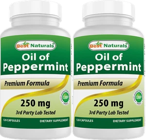 2 Pack Best Naturals Peppermint Oil Bowel Soothing, 250 mg, 120 Capsules - Picture 1 of 3