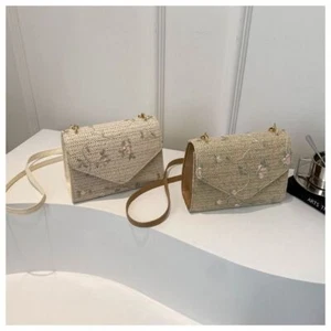 Rattan Crossbody Bag Large Capacity Straw Bag Summer Beach - Picture 1 of 14