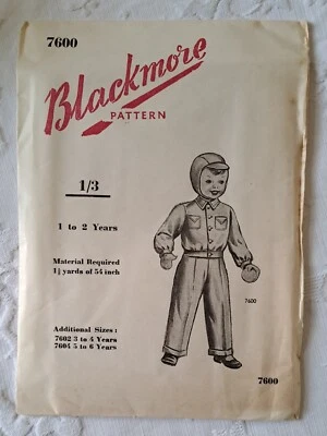 50s Blackmore Paper Sewing Pattern Vintage Unused Boys Jacket Trousers 1 - 2 yr - Image 1 of 2