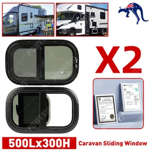 2x Sliding Window RV Caravan Motorhome Horse Float D/S L/T 500 mm(w) x 300mm(h) - Picture 1 of 14