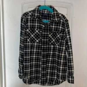 Polo Ralph Lauren Flannel Boys, Black and White Plaid, Size 6 - Picture 1 of 2