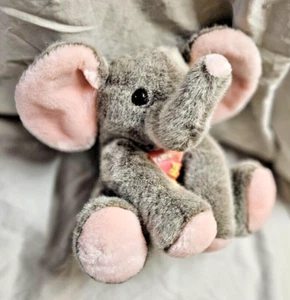 Vintage Dakin 1989 Ellie Grey Gray Pink Elephant Plush 10" Sitting #31-9720 EUC - Picture 1 of 17