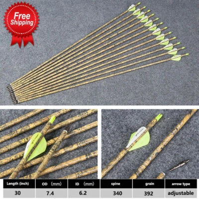 12PCS 30" Spine340 Pure CarbonArrow For Compound/Recurve Bow Archery Shooting - Image 1 of 4