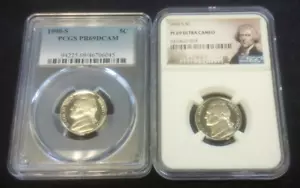 1990-S & 1992-S PCGS & NGC PR69 DCAM JEFFERSON NICKELS 5c.RIDOTTO 12/11/24(2128) - Foto 1 di 4