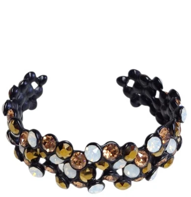 J.Crew Crystal Brulee Statement Cuff Bracelet Black Bronze Multi-Color Signed  - Image 1 of 4