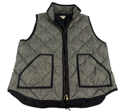 Chaleco de Excursión J.CREW Para Mujer Acolchado Ligero Negro Blanco Espiga XL Foto 1 de 4