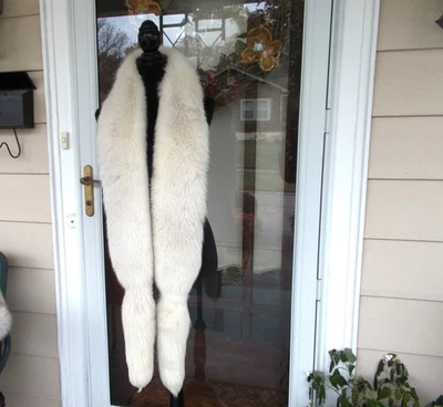 Impresionante bufanda de estola de boa de piel de zorro ártico blanco vintage con colas de 88" de largo Foto 1 de 4
