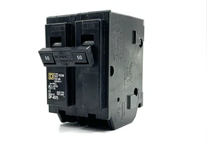 Circuit Breaker Square D 50 Amp 2 Pole Homeline Standard Trip Residential Black - Afbeelding 1 van 11