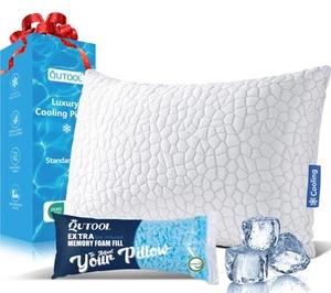 Cooling Bed Pillows for Sleeping Shredded Memory Foam Pillows Adjustable Gel ... - Picture 1 of 8